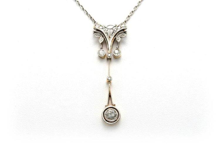 Collier Collier Art Déco - Pendentif en or jaune 18 carats et argent, diamants 58 Facettes 22729