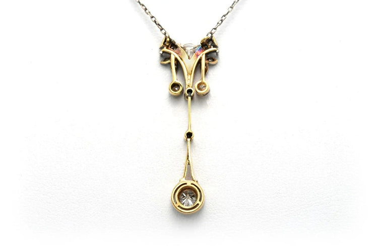 Collier Collier Art Déco - Pendentif en or jaune 18 carats et argent, diamants 58 Facettes 22729