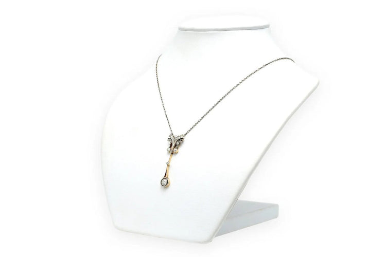 Collier Collier Art Déco - Pendentif en or jaune 18 carats et argent, diamants 58 Facettes 22729