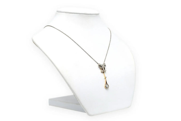 Collier Collier Art Déco - Pendentif en or jaune 18 carats et argent, diamants 58 Facettes 22729
