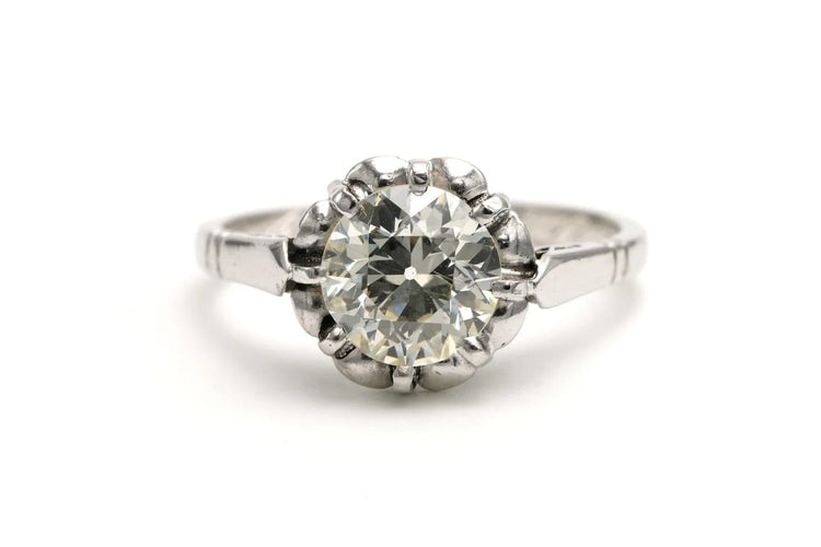Bague 47 Bague Art déco en or blanc 18 carats sertie d’un diamant taille ancienne 58 Facettes 22577