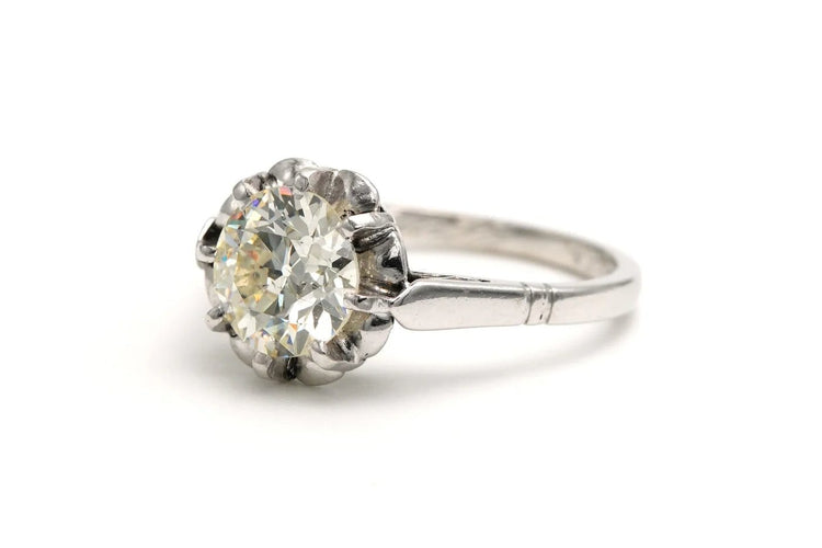 Bague 47 Bague Art déco en or blanc 18 carats sertie d’un diamant taille ancienne 58 Facettes 22577