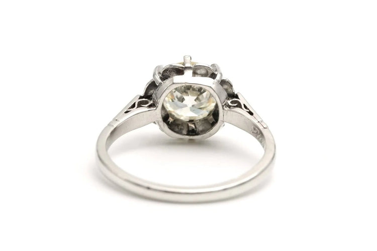 Bague 47 Bague Art déco en or blanc 18 carats sertie d’un diamant taille ancienne 58 Facettes 22577