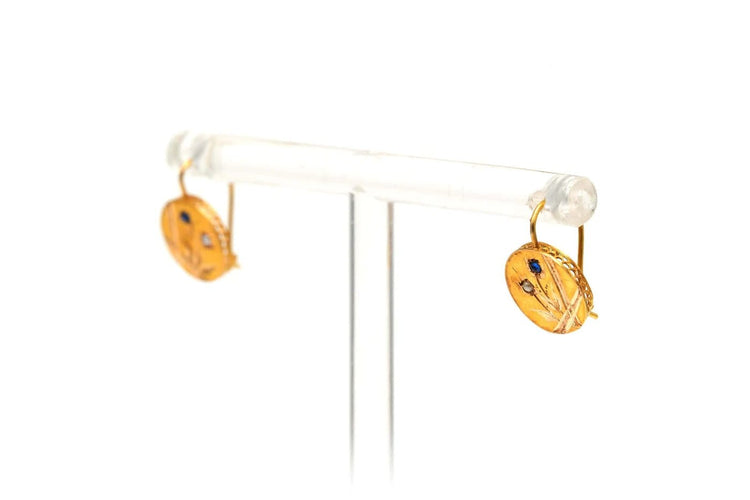 Boucles d'oreilles Napoléon III - Boucles d'oreilles en or jaune, perles et saphirs 58 Facettes 17526