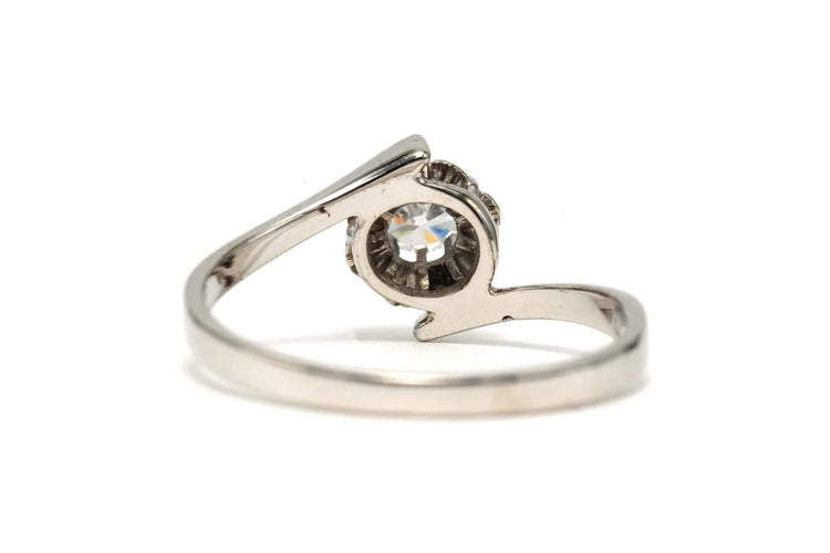 Bague 55 Bague Art déco en or blanc 18 carats avec diamant taille brillant 0,23 ct 58 Facettes 22780