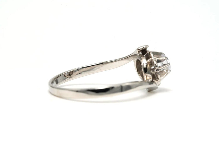 Bague 55 Bague Art déco en or blanc 18 carats avec diamant taille brillant 0,23 ct 58 Facettes 22780