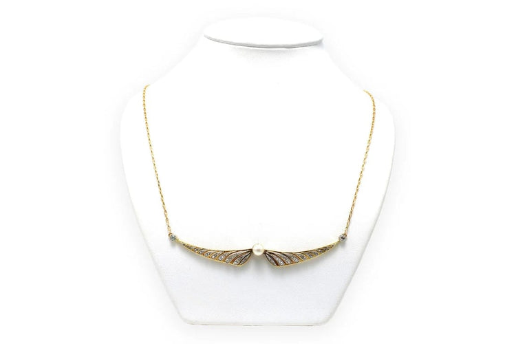 Collier Collier Art déco - Pendentif en or jaune 18 carats, perles et diamants 58 Facettes 22777