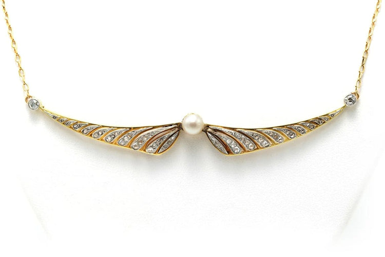 Collier Collier Art déco - Pendentif en or jaune 18 carats, perles et diamants 58 Facettes 22777