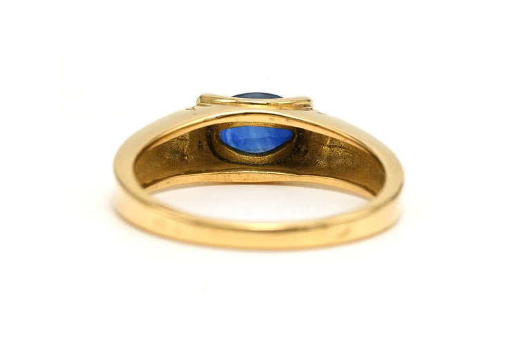 Bague 55 Bague contemporaine en or jaune, saphir et diamants 58 Facettes 22817