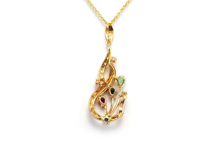 Pendentif Pendentif contemporain en or jaune 18 carats, pierres multiples et diamants 58 Facettes 22832