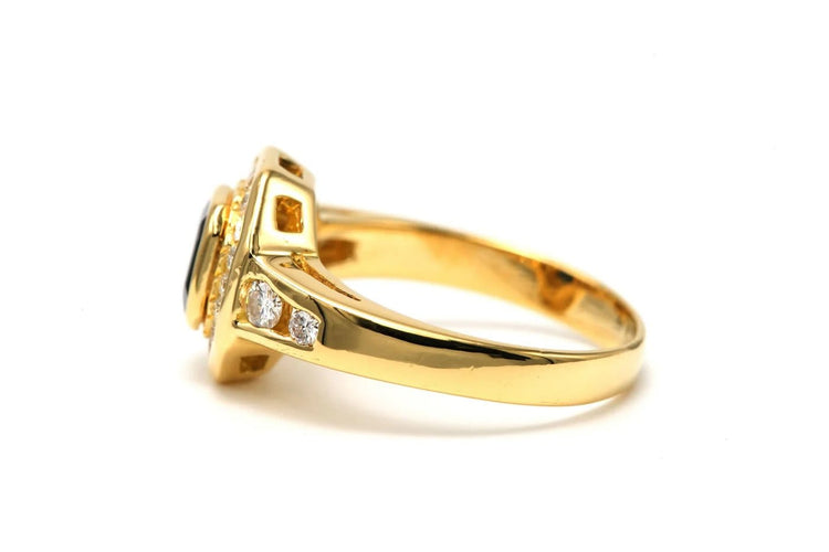 Bague 56 Bague contemporaine en or jaune, saphir et diamants 58 Facettes 22697