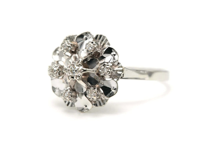 Bague 62 Bague Art déco en or blanc 18 carats et diamants taille brillant 58 Facettes B736