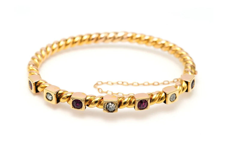 Bracelet Bracelet Napoléon III - Bracelet en or jaune 18 carats, rubis et diamants rose 58 Facettes 22868