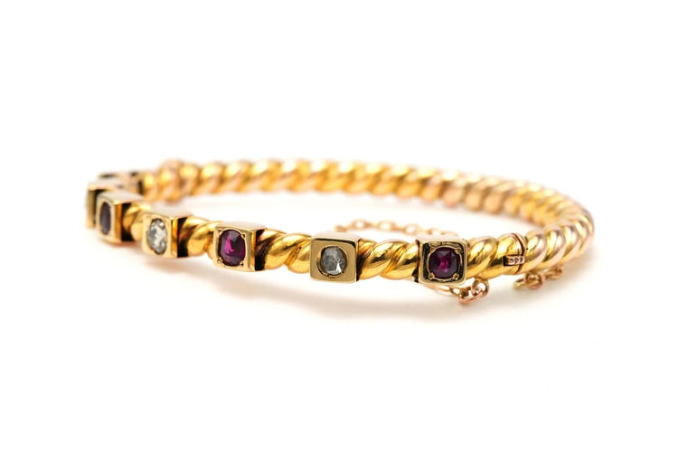 Bracelet Bracelet Napoléon III - Bracelet en or jaune 18 carats, rubis et diamants rose 58 Facettes 22868