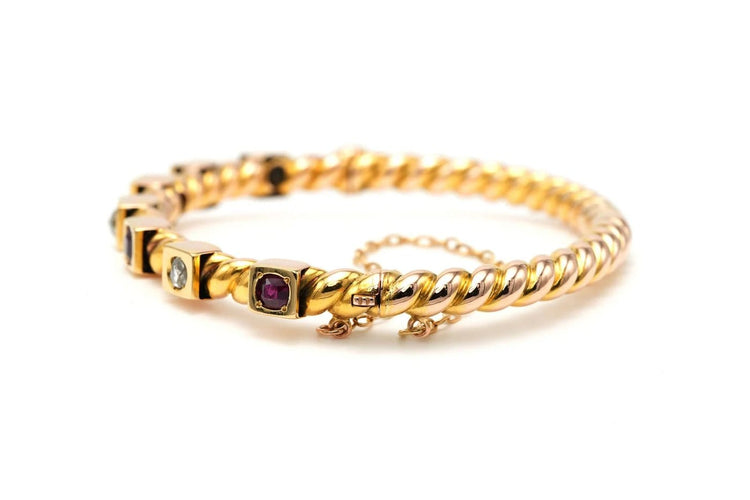 Bracelet Bracelet Napoléon III - Bracelet en or jaune 18 carats, rubis et diamants rose 58 Facettes 22868