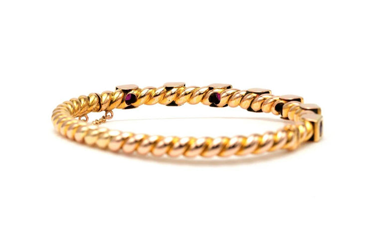 Bracelet Bracelet Napoléon III - Bracelet en or jaune 18 carats, rubis et diamants rose 58 Facettes 22868