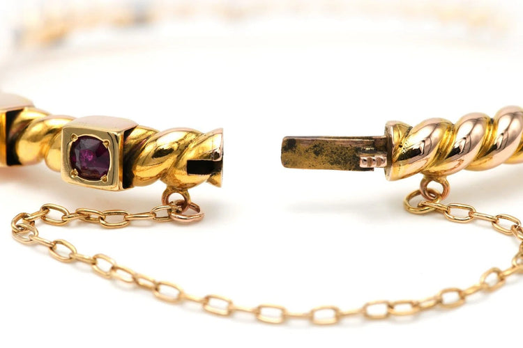 Bracelet Bracelet Napoléon III - Bracelet en or jaune 18 carats, rubis et diamants rose 58 Facettes 22868