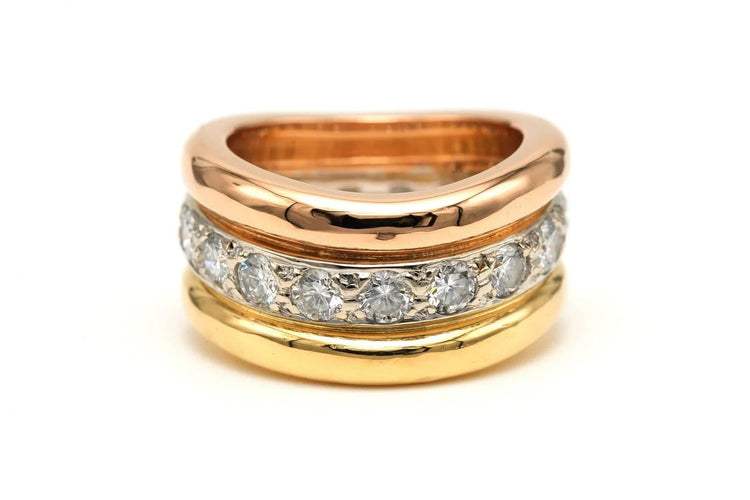 Bague 52 Bague contemporaine en or 18 carats sertie de diamants (2,16 ct) 58 Facettes 22983