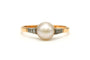Bague 55 Bague Art déco en or jaune et blanc 18 carats, perle et diamants 58 Facettes 22867