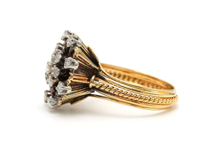 Bague 49 Bague années 50 en or jaune 18 carats sertie de diamants 58 Facettes 22899