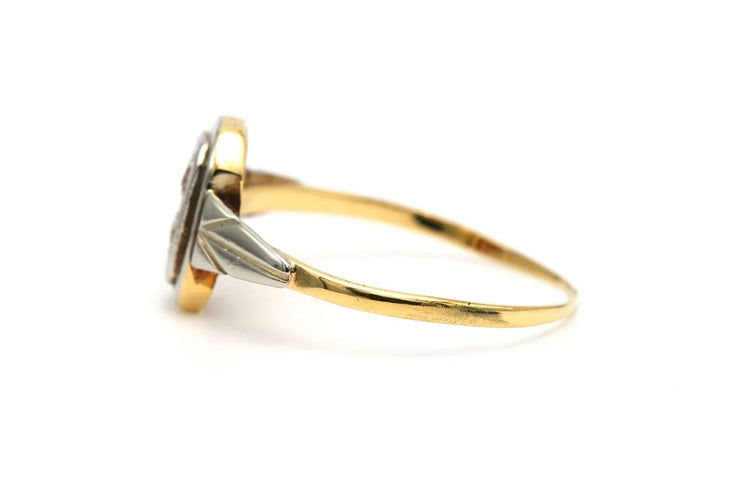 Bague 55 Bague Art déco en or jaune et or blanc 18 carats, diamants 58 Facettes B768