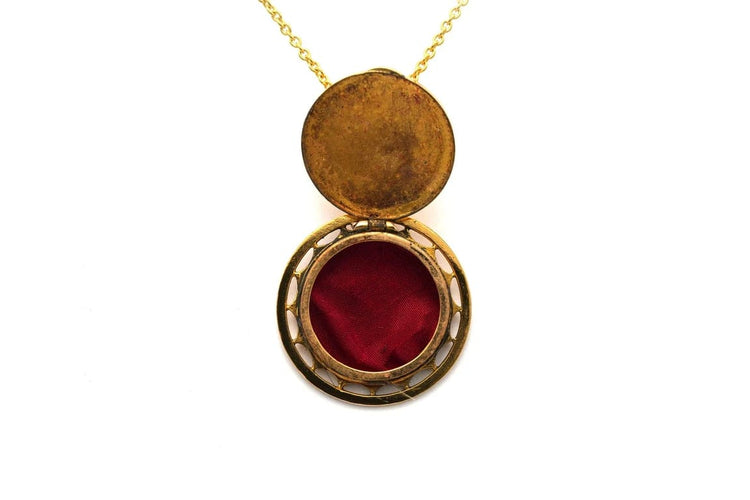 Pendentif Pendentif porte-photo Art nouveau en or jaune 18 carats rubis et diamant 58 Facettes B753