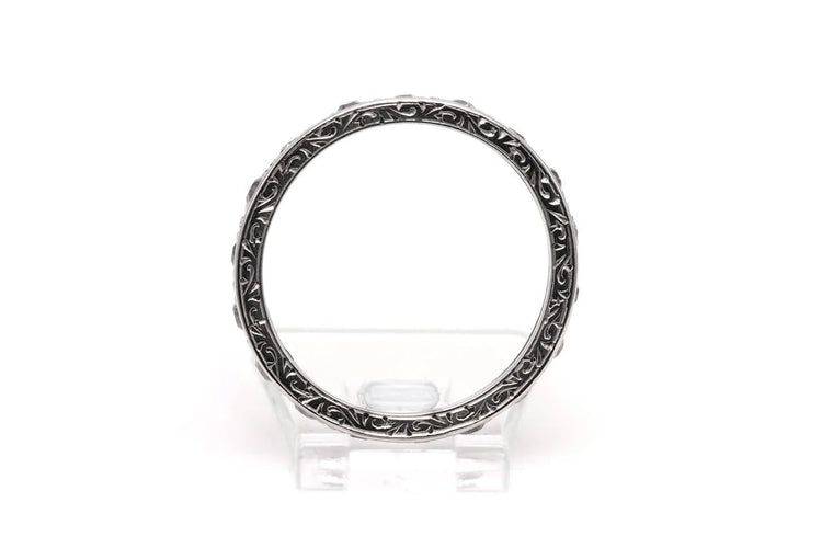 Bague 50 Bague Art déco sertie de diamants taille ancienne en or blanc 18 carats 58 Facettes B776