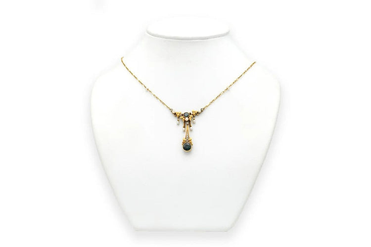 Collier Collier Art nouveau en or jaune 18 carats, tourmalines, perles et diamants 58 Facettes 22936