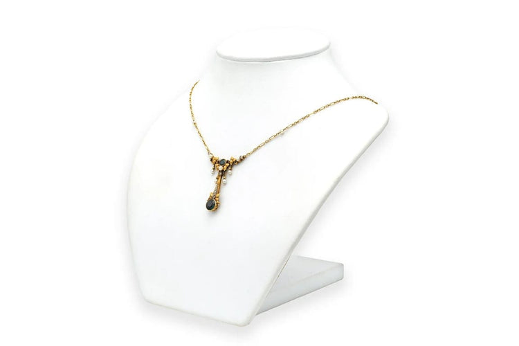 Collier Collier Art nouveau en or jaune 18 carats, tourmalines, perles et diamants 58 Facettes 22936