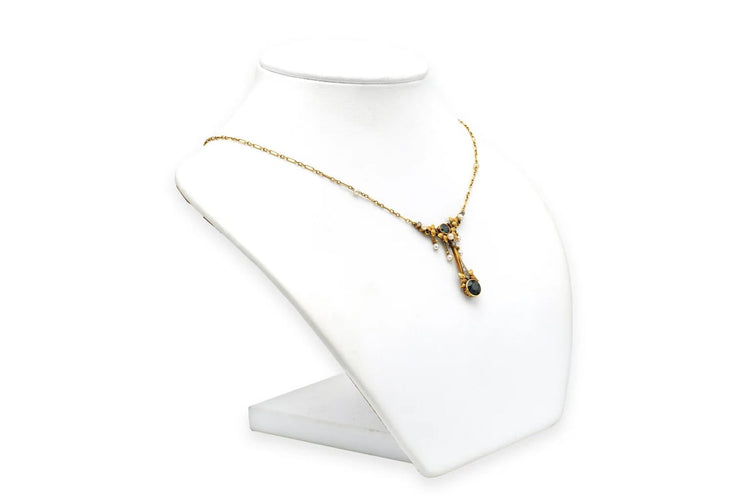 Collier Collier Art nouveau en or jaune 18 carats, tourmalines, perles et diamants 58 Facettes 22936
