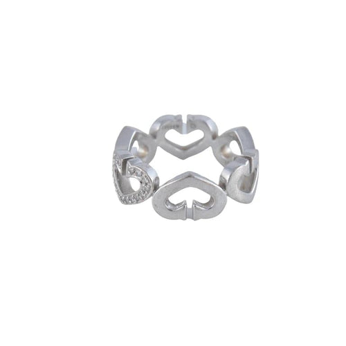 Bague 51 Cartier C de Cartier - Bague cœur en or blanc et diamants 58 Facettes