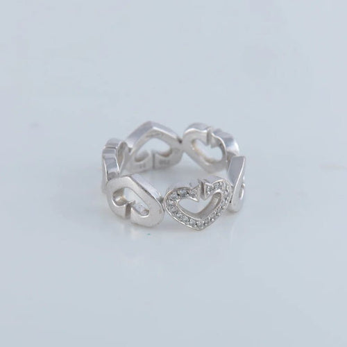 Bague 51 Cartier C de Cartier - Bague cœur en or blanc et diamants 58 Facettes
