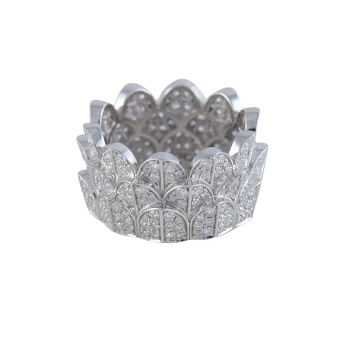 Bague 54 Fred Île d’Or - Bague en or blanc pavée de diamants 58 Facettes