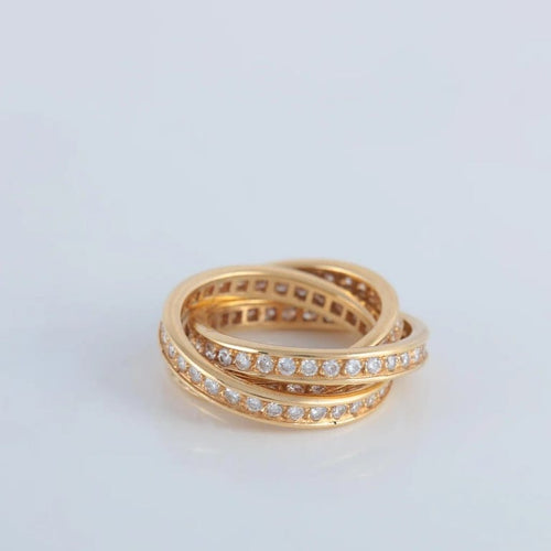 Bague 51 Cartier Trinity - Bague en or jaune 750 et diamants 58 Facettes