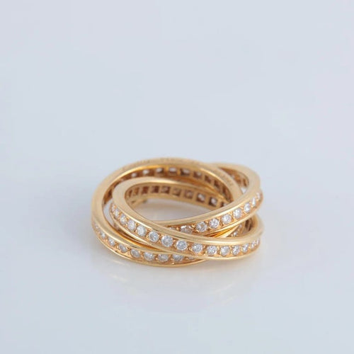 Bague 51 Cartier Trinity - Bague en or jaune 750 et diamants 58 Facettes