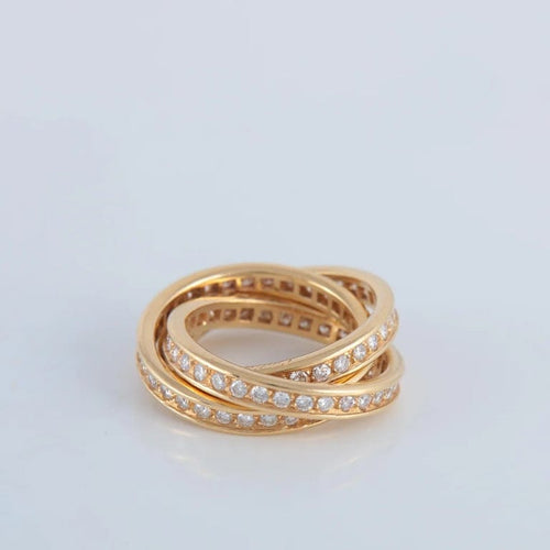 Bague 51 Cartier Trinity - Bague en or jaune 750 et diamants 58 Facettes