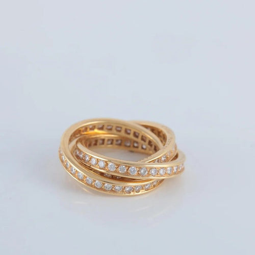 Bague 51 Cartier Trinity - Bague en or jaune 750 et diamants 58 Facettes