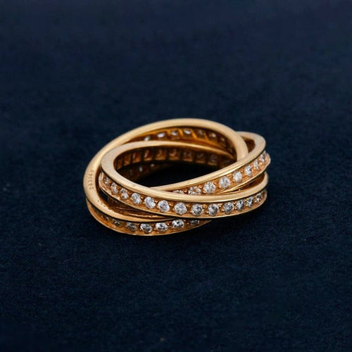 Bague 51 Cartier Trinity - Bague en or jaune 750 et diamants 58 Facettes