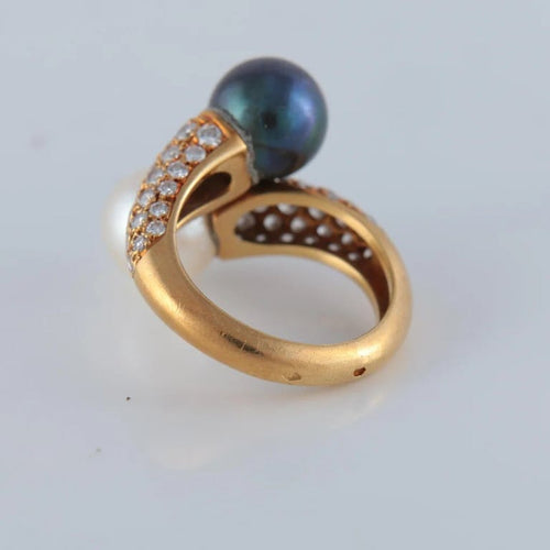 Bague 54 Van Cleef & Arpels Toi & Moi - Bague en or jaune avec perles et diamants 58 Facettes