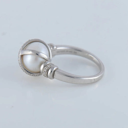 Bague 54 FRED Baie des Anges - Bague en platine perle et diamants 58 Facettes