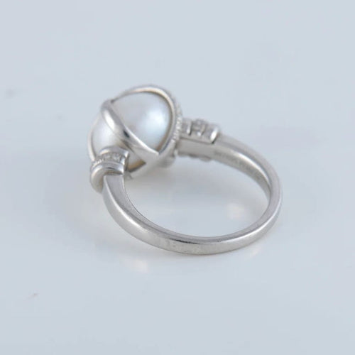 Bague 54 FRED Baie des Anges - Bague en platine perle et diamants 58 Facettes
