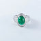 Bague 50 Bague émeraude cabochon et diamants en or blanc 750 58 Facettes