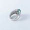 Bague 50 Bague émeraude cabochon et diamants en or blanc 750 58 Facettes