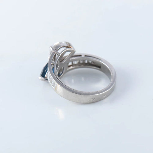 Bague 55 Bague toi & moi en platine saphir et diamant poire 58 Facettes