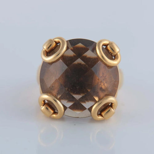 Bague 53 Gucci - Bague en or jaune 750 ornée d’un quartz fumé 58 Facettes
