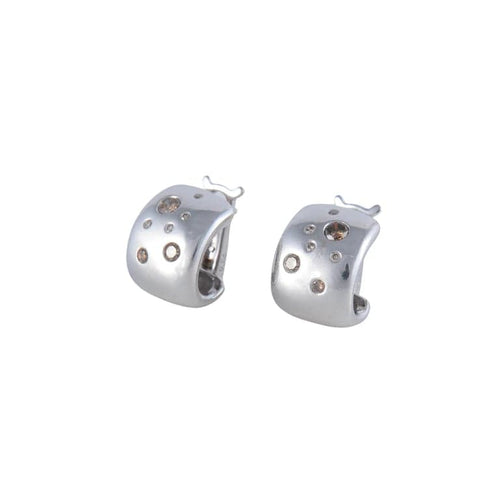 Boucles d'oreilles Poiray - Boucles d’oreilles en or blanc et diamants bruns 58 Facettes