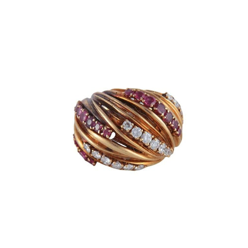 Bague 51 Bague rubis et diamants en or jaune 750/1000 58 Facettes
