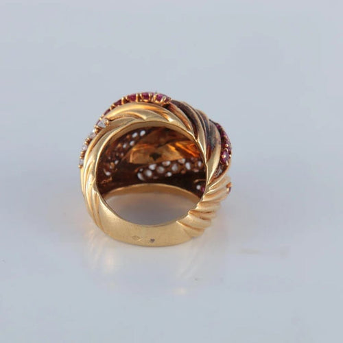 Bague 51 Bague rubis et diamants en or jaune 750/1000 58 Facettes