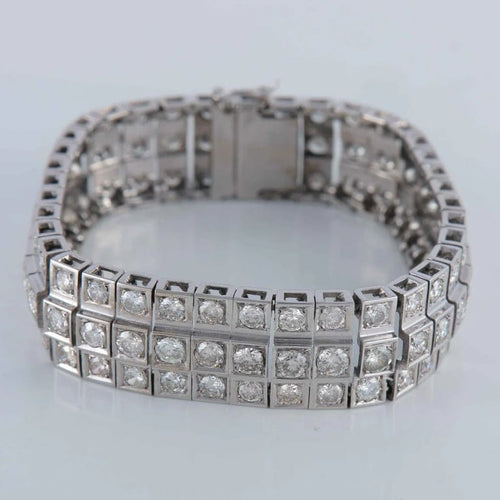 Bracelet Bracelet ligne de diamants en or blanc 750 58 Facettes