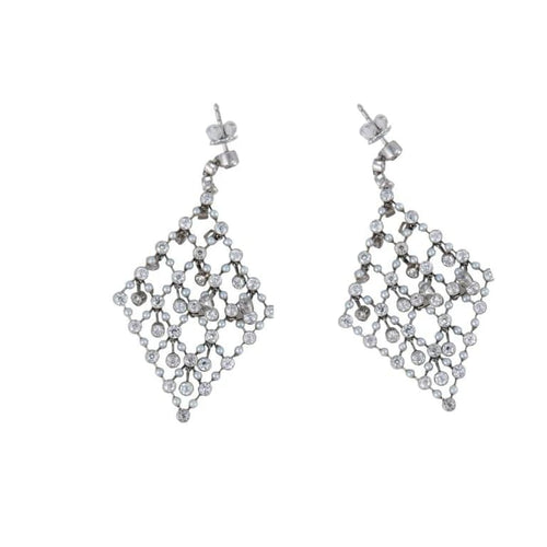 Boucles d'oreilles Boucles d’oreilles en platine avec diamants et perles 58 Facettes